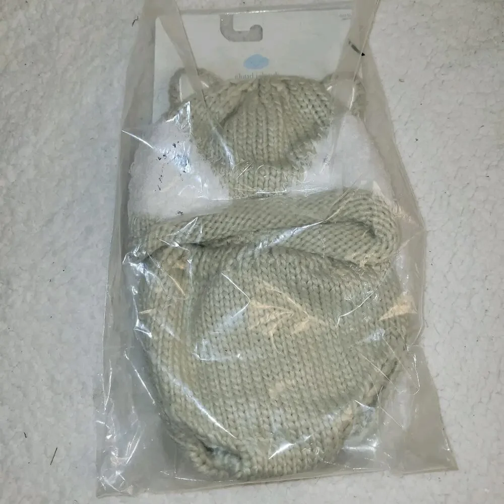 Fox Hat & Diaper Cover‎ Set Baby Cloud Island Beige White One Size Fits Most NEW